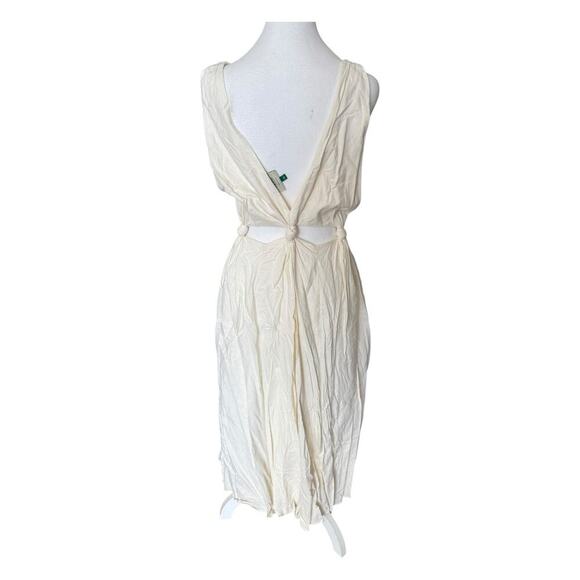 Farm Rio Knotted Cut Out Linen Blend Midi Dress M - Picture 5 of 11